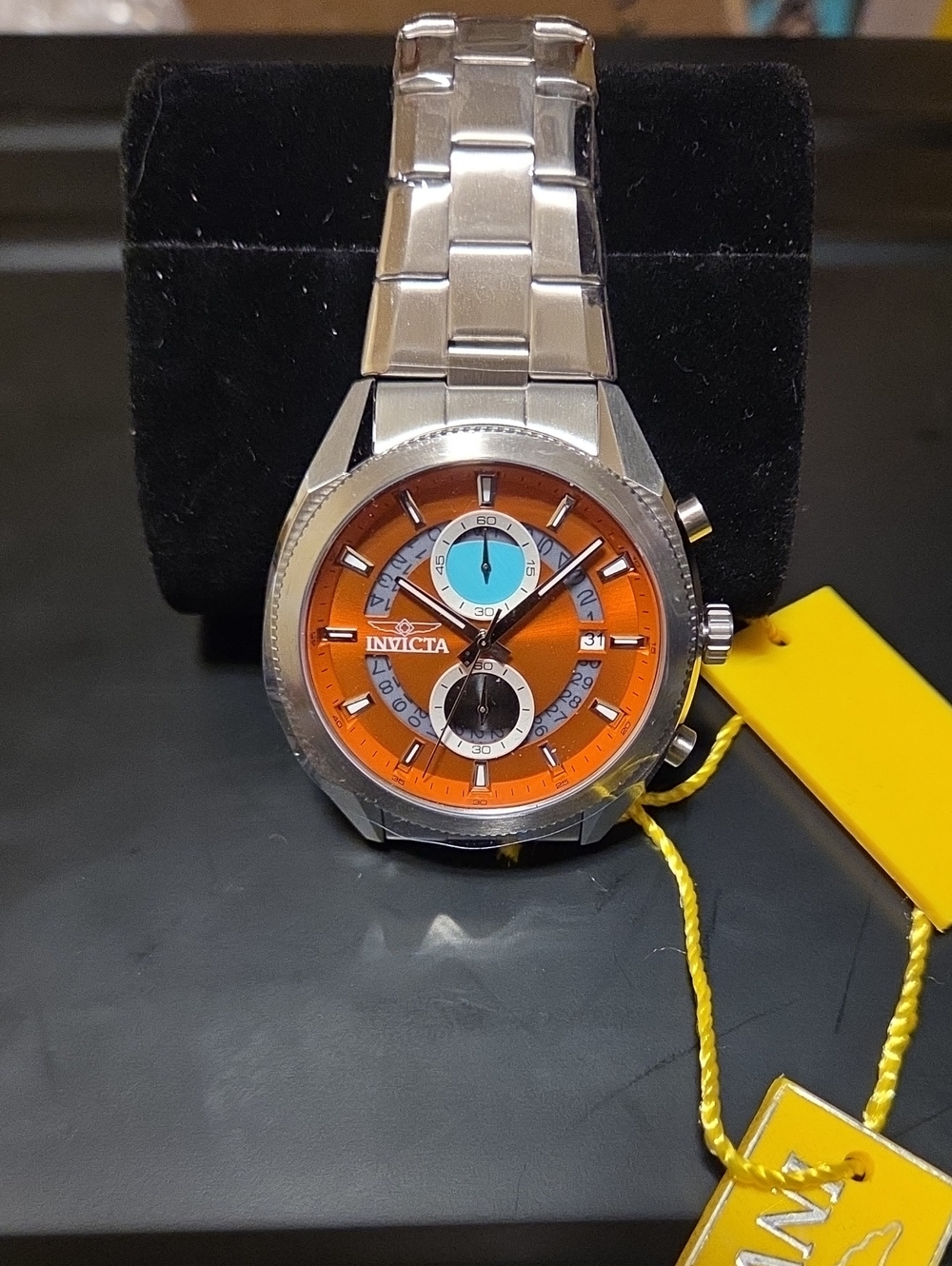 Invicta Men's Orange Dial Stainless Steel Bracelet Chronograph